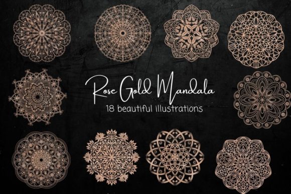 Elevate Designs with Rose Gold Mandala Illustrations