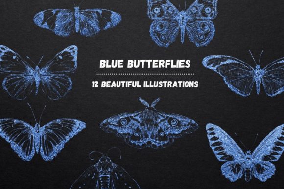 Elevate Your Designs with Blue Glitter Butterflies