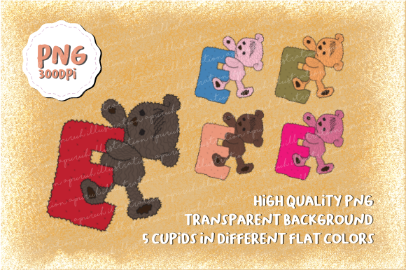 Valentine Teddy Bear Holding Letter E: Creative Clip Art